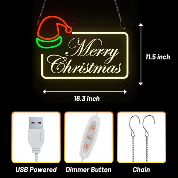 Merry Christmas Neon Sign Dimmable LED Ideal Ambient Lighting Decorations - Picture 2 of 6